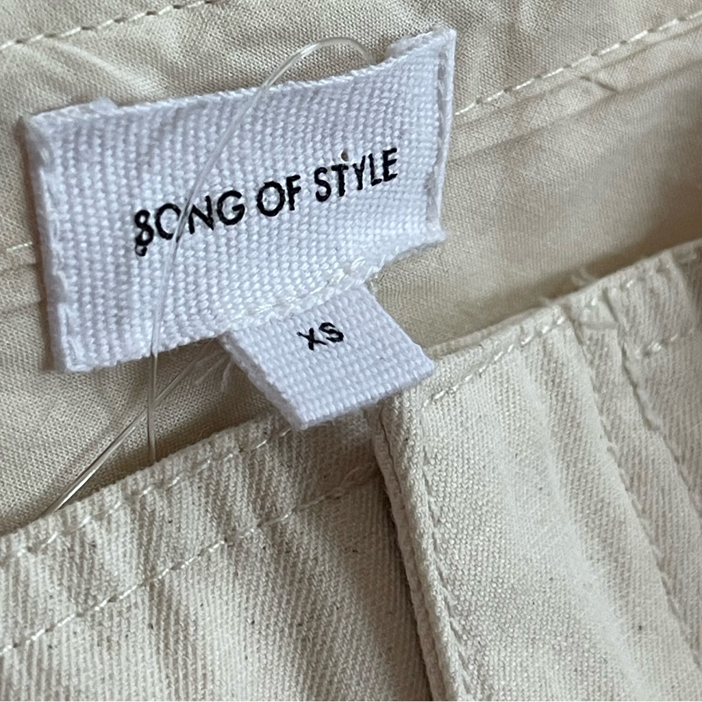 Song Of Style Quinn Light Natural Tan 100% Cotton Pants Sz Xs Barrel Hi-Rise Nwt — image 8 of 8